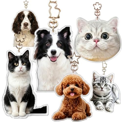 KEQHAULI Custom Acrylic Keychain, Personalized Cat Dog Photo Charm, Pet Memorial...