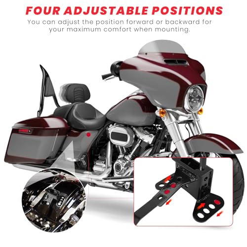 Image of Ajustable Rider Backrest for Harley Touring 1997-2026, Detachable Plug-in Backrest Bracket Pad with Storage Bag for Street Road Elecectra Glide Ultra