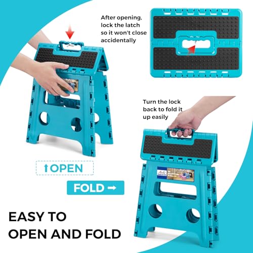Image of ACKO Folding Step Stool - 13 inch Premium Heavy Duty Foldable Stool for Adults, Kitchen Garden Bathroom Stepping Stool (1 Pack)