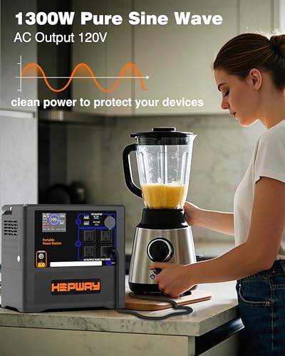 Image of Portable Power Station 1300W, 1154Wh LiFePO4 Solar Generator UPS Home Battery Backup Power w /4 1300W AC Outlets,PD 60W,Fast Charging for Outdoor Camping, RV Travel,Emergency