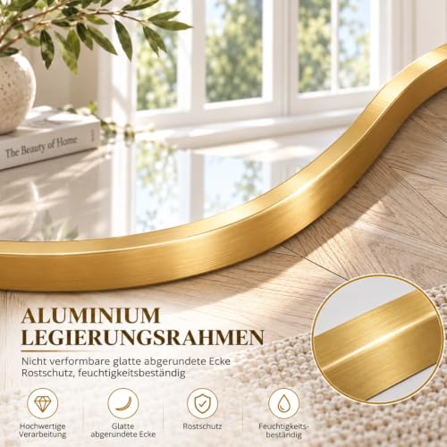Clevich Spiegel Asymmetrisch 50 x 91cm Rahmen Alu, HD Glas Wandspiegel – Ansicht 4