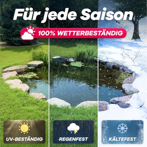 GEROBUG Teichnetz feinmaschig 6x4m - witterungs- & UV beständiges Teichnetz gegen Reiher - Vogelschutznetz, Laubnetz Teich, Hühner Netz feinmaschig, Vogelnetz, Laubschutznetz