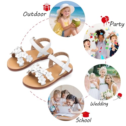 Image of PHIRAMIN Toddler Girl Sandals - Flower Girl Dress Shoes Open Toe Little Kid Wedding Party