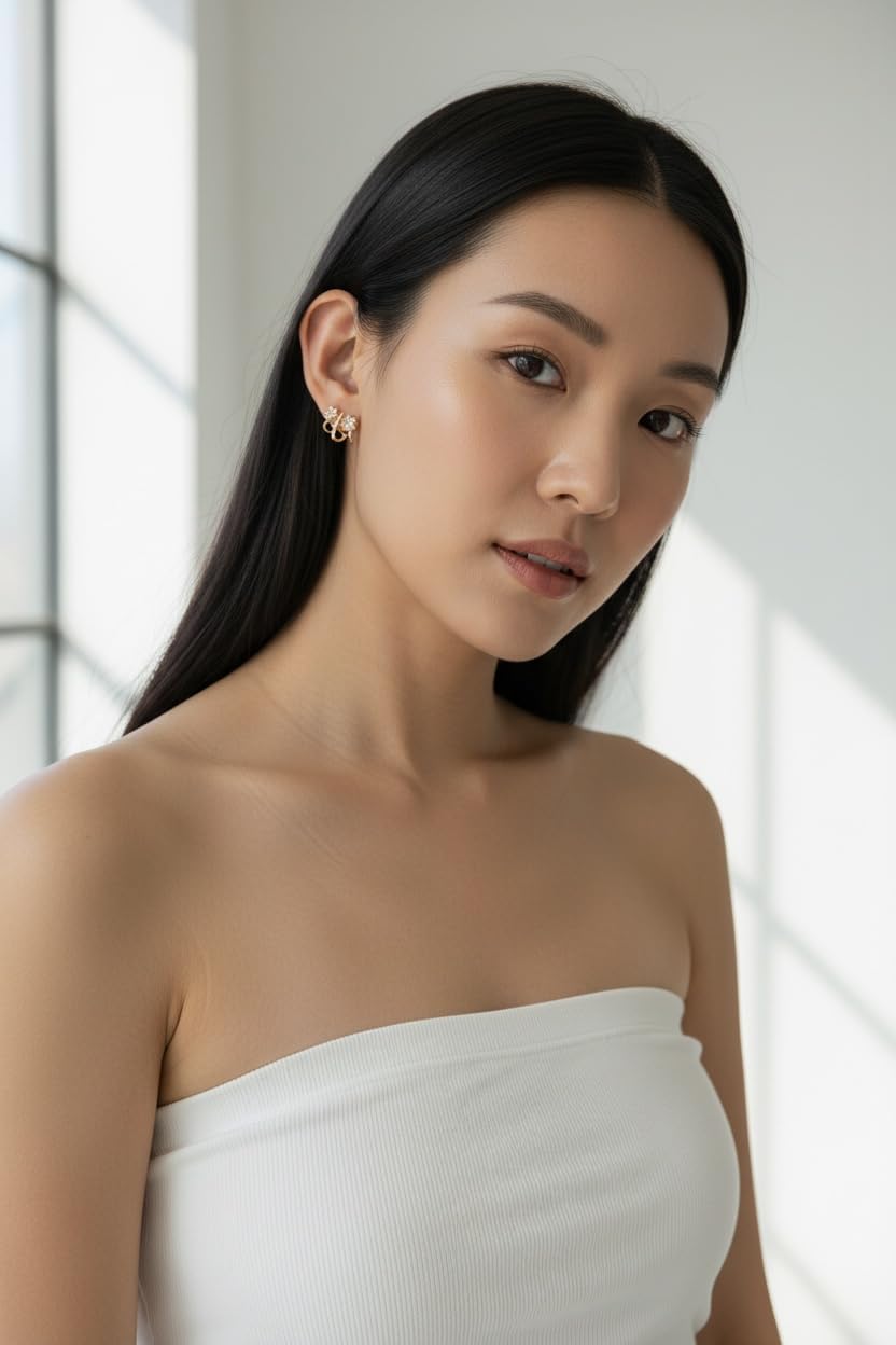 Flower Claw Earrings 18K Gold-Plated Ear Wrap Earrings Hoop Earrings for Women Hypoallegenic - Image 4