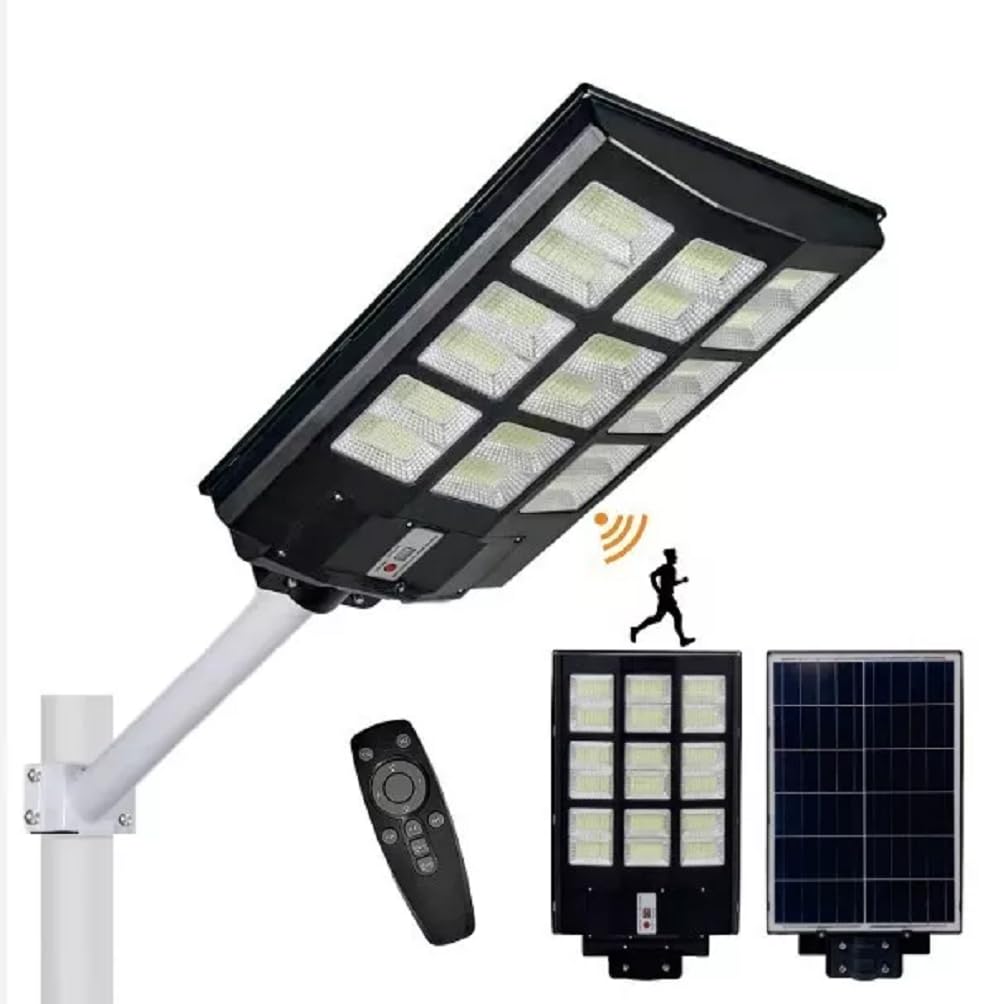 Generico LAMPIONE STRADALE LED 2000W con PANNELLO SOLARE Telecomando CREPUSCOLARE [Classe di efficienza energetica A]