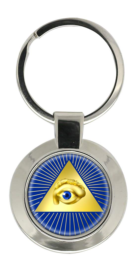 Giftshop Uk Unisex Silver Coloured Metal Masonic Eye Of Providence (All Seeing Eye Of God) Key Ring