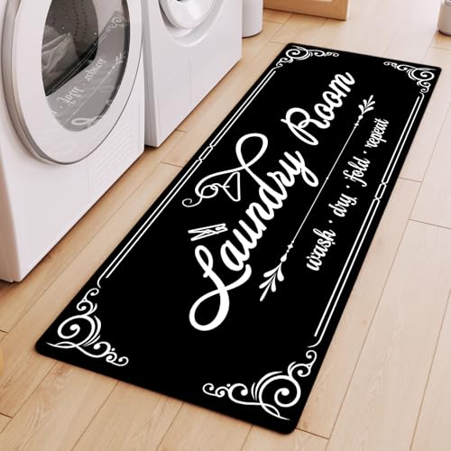 Laundry Room Rug Runner Black