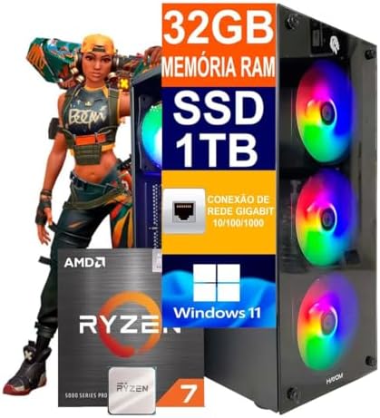 Pc Gamer Computador Cpu Ryzen 7 5700G / SSD 1TB M.2 NVMe / 32gb M...