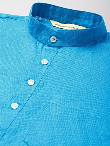 Image of Rajubhai Hargovindas Men's Pure Cotton Woven Design Half Sleeve Kurta