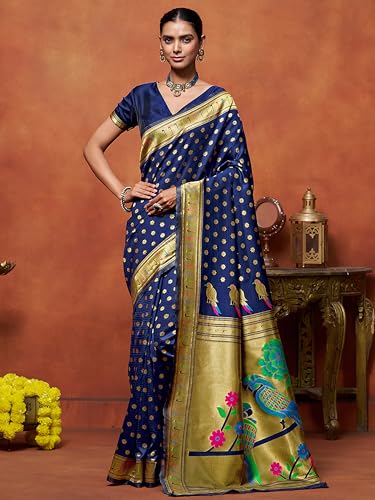 Image of EthnicJunction Women's Silk Blend Woven Paithani saree With Blouse Piece | Wedding Saree | Heavy Saree