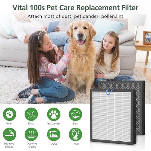 Image of Vital 100S Replacement Filter for LEVOIT Vital 100S-P Air Purifier, High-Efficiency Activated Carbon for Smoke, Odor, Pollen, Vital 100S-RF, LRF-V102-WUS