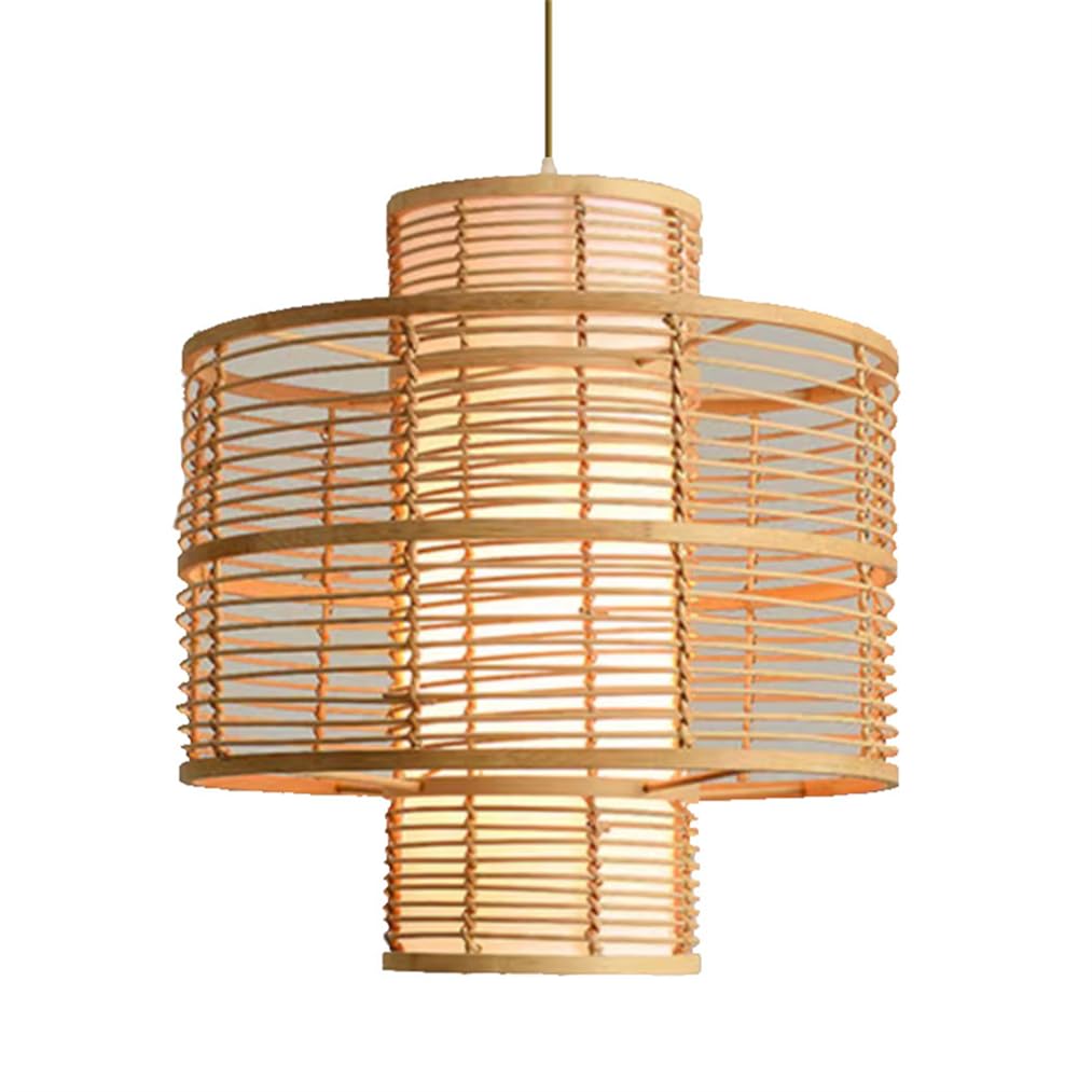 Wiszący kosz rattanowy Rustykalny naturalny wiszący na suficie, ręcznie robiony bambusowy żyrandol w stylu vintage abażur boho żyrandol regulowany światłem 16,5 cala