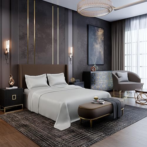 Image of Stoa Paris 350TC Luxstre Cotton Super King Flat Bedding Set for King & Double Size Beds with 2 Pillow Covers, 274cm x 274 cm Bedsheet, All-Season Comfort, Breathable, Home Decor, Panache - White