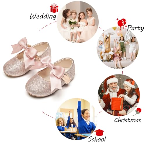 Image of PHIRAMIN Tollder Girl Dress Shoes - Little Girl Ballet Flats for Wedding Party