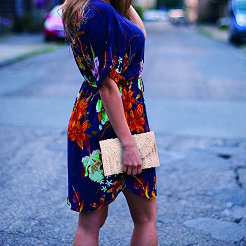 Image of Fecialy Straw Clutch Purses Straw Purses for Women Envelope Woven Clutch Handbags Summer Beach Bags