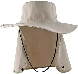 Chapéu Bege Claro Com Proteção De Pescoço Australiano Poliéster