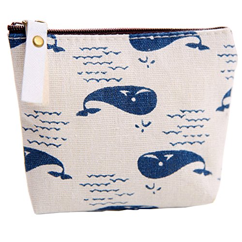 laat Mädchens Monedero Netter Impresión cremallera Monedero Lona creativas Llave bolsas para niño regalo Caricatura cremallera monedas bolsa Kleine carpeta, color Blau Wale 11,5 * 9,5cm
