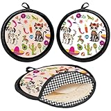 CREATCABIN Tortilla Wärmertasche 30x30cm Isolierte Stofftasche Für Pfannkuchen Tacos Tortilla Serviertasche Katze Mikrowellengeeignete Tortilla Halterung Stoff Speisenwärmerhalter Weichhalten von Brot
