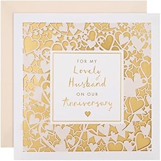 Hallmark Anniversary Card for Husband - Intricate Laser-cut Design with Gold Foil Background, 25554799, Multicoloured, 19.8 x 19.8 x 0.2 cm