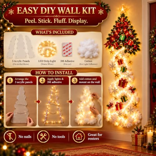 Christmas Magic Trail Wall Light, 24in Warm White Xmas Wall Lights Decor,#I - Image 5