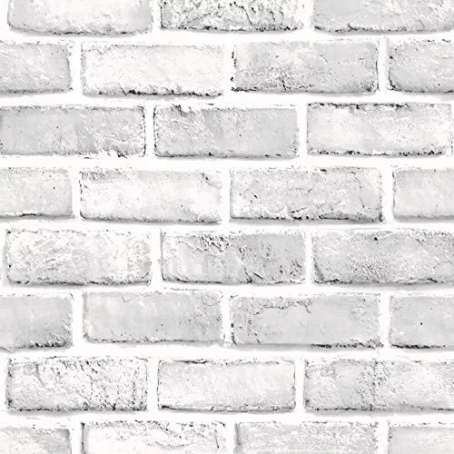 Impression Vinyl 3D White Brick Stone Self Adhesive Wall Paper, Wall Sticker Home Decor Stickers for Bedrooms, Living Room, Hall, Hotels, Restaurants (200 x 45 cm)