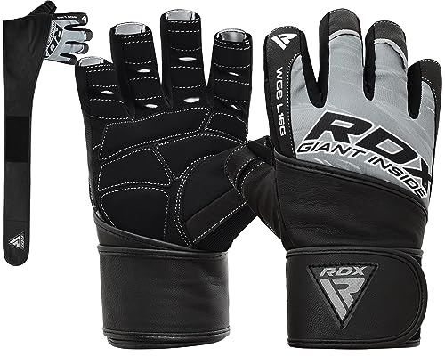 RDX Weight Lifting Gloves, Gym Fitness Workout Grips, Anti Slip Ventilated Open Back, Strength Training HIIT Exercise Deadlift, Gymnastics, Long and Short Strap Grippers for Men Women Home Gym Use