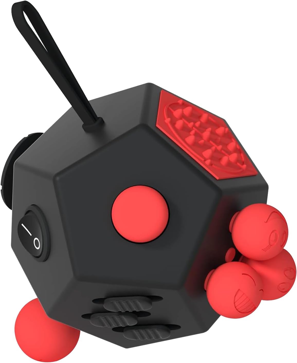 Fidget Dodecagon –12-Side Fidget Toys Cube Relieves Stress and Anxiety Anti Depression Travel Toy Easter Basket Stuffers Gifts for Children and Adults (A4 Black red)