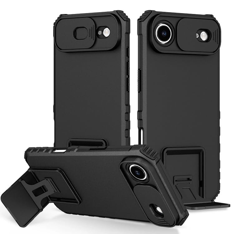 ShieldTech Back Cover Case for Apple iPhone Air (17 Air) | Sliding Camera Shield | Stereoscopic Stand | Shockproof 360° Protection Mobile Phone Case Cover for i Phone Air/iPhone Air | PC, Black