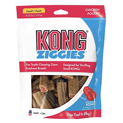 KONG - Ziggies - Teeth Cleaning Dog Treats Classic Rubber Toys - Chicken Flavor for Small Dogs (7 Ounce)