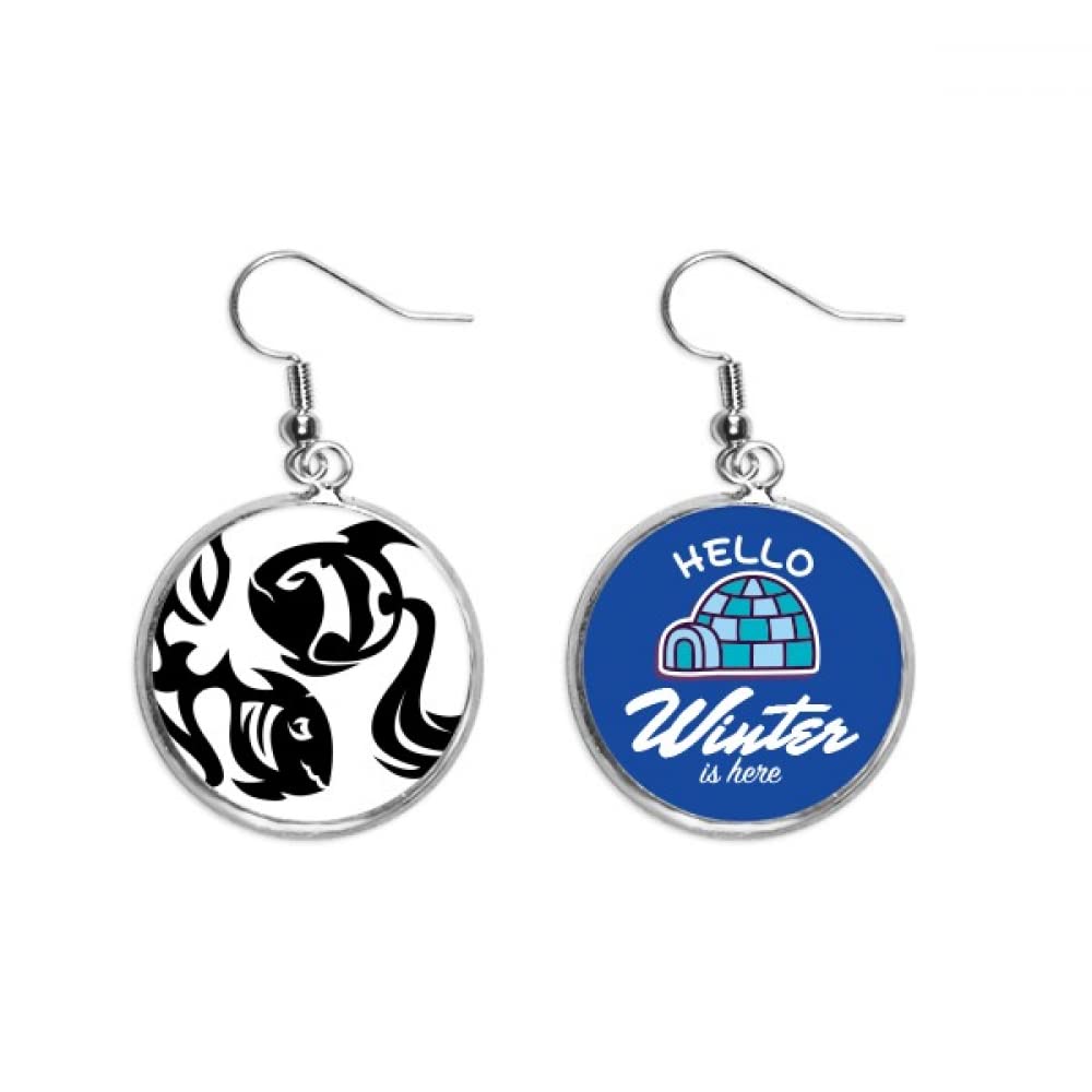 Pendientes Piscis colgantes con brillo efecto hielo invernal 5