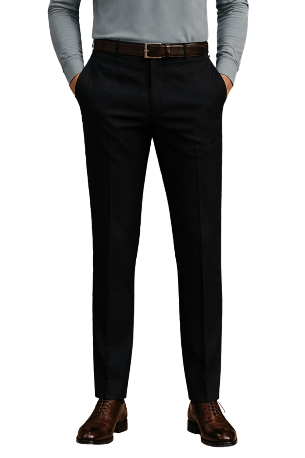Louis Philippe Men's Comfy Tapered fit Knitted & 4 Way Stretch Casual Trouser