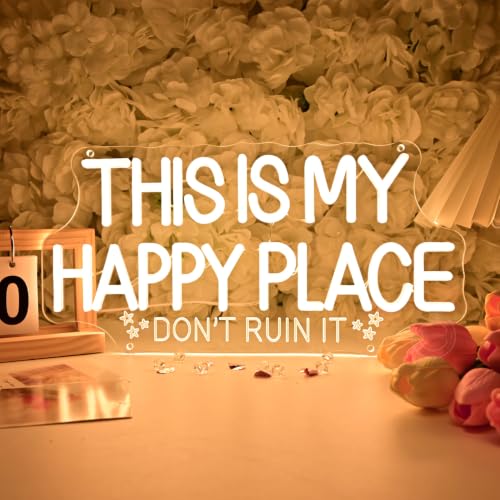 Image of Britrio This Is My Happy Place Neon Sign for Bedroom Game Room Wall Decor