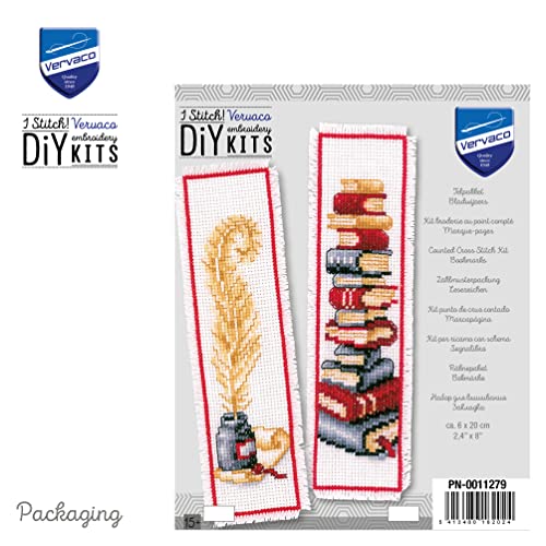 Image of Vervaco Cross Stitch Bookmark Book Lover 2.4 inch x 8 inch