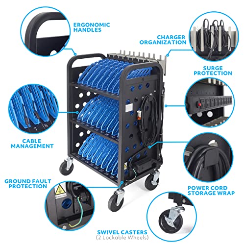 Pochar C30D-H 30-Unit Mobile Charging Cart - Open Charging Station Rack thumb #2