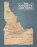 Best Maps Ever Idaho County High Points Map 11x14 Print (Camel & Slate Blue)