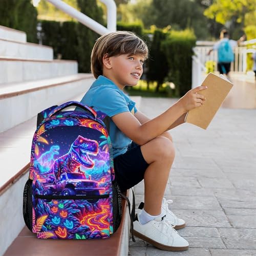 Kids Boys Backpack Dinosaur Backpacks for School Casual Travel, Cool Truck Bookbag for Kindergarten Preschool Primary - Image 3
