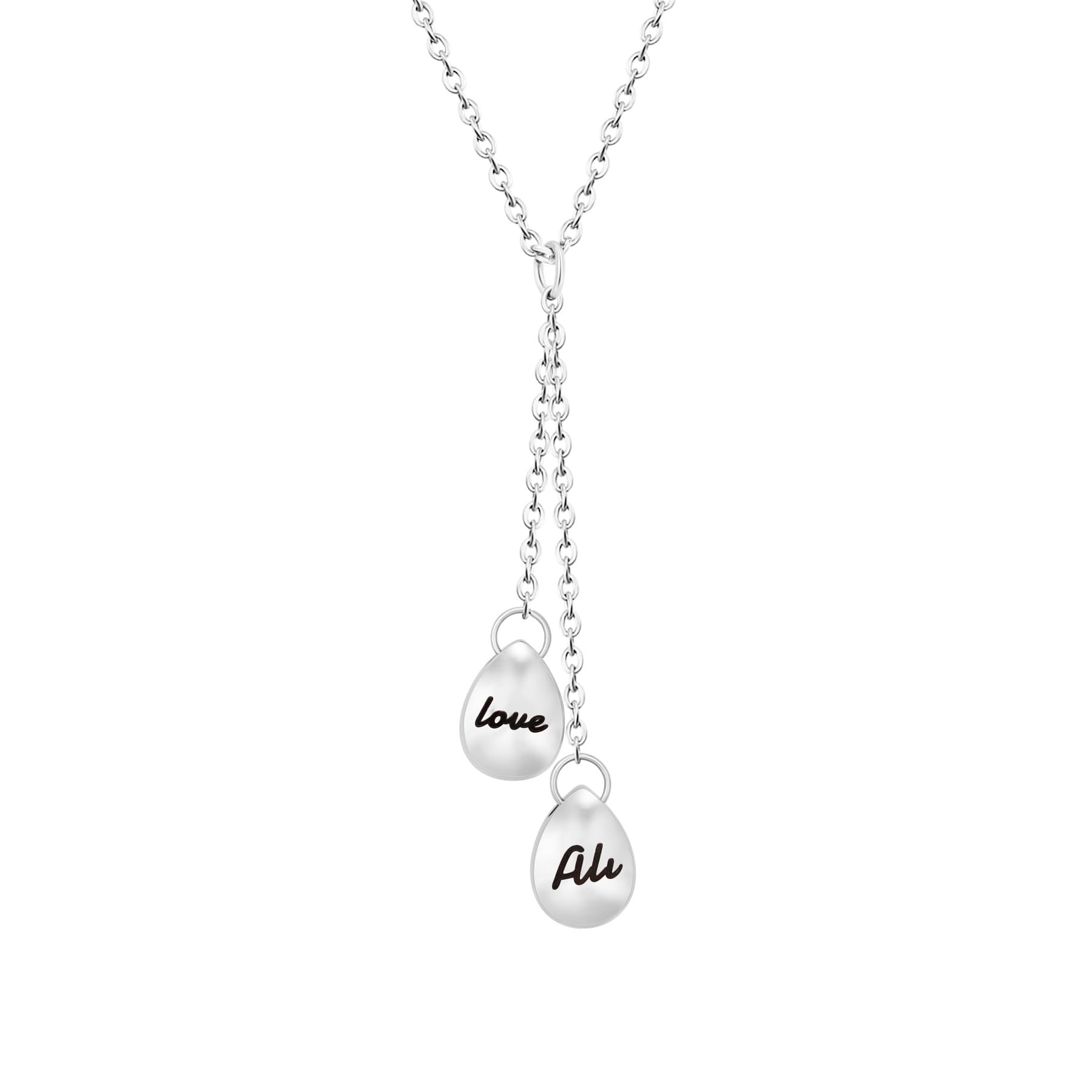 Collar Personalizado de Urna de Doble Lágrima para Cenizas con 2 Nombres, Joyería de Cremación de Acero Inoxidable para Mujer, Regalos Conmemorativos para la Pérdida de Perro