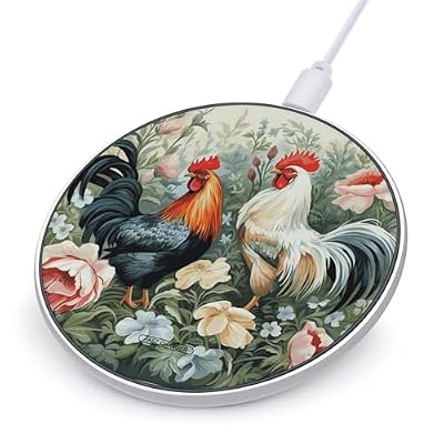 Rooster Wireless Charger Portable Fast Charging Pad Lightweight Wireless Charging Pad 10W Slim Charging Station for Phone Charger Mat for Travel Home Office Desk
