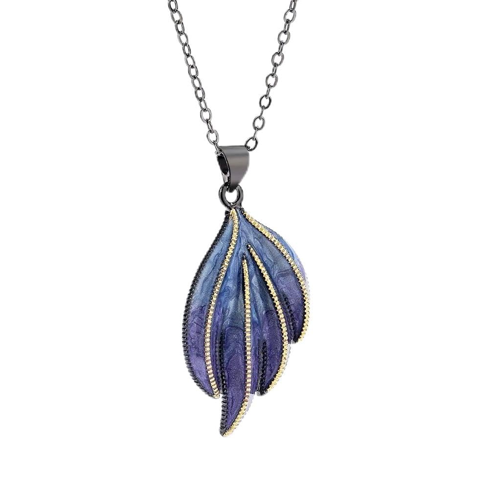LLXYWJ Ciondolo da Donna Nero Bicolore, Collana di Forma Irregolare con Resina epossidica Blu, Catena in Argento 925