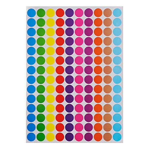 Onupgo Pack Of 2240 Round Color Coding Labels Circle Dot Stickers, 3/4" Dot Labels Sticker, Bright Colors Label #TOP1
