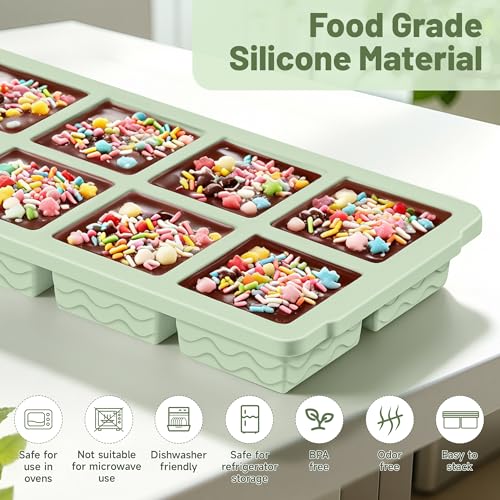 Image of Aopigavi 2-Pack Ice Cube Trays, 10 Cubes 2 Tbsp. Silicone Freezer Molds with Lids, Reusable Ice Trays for Freezer, Kitchen, RV, Cocktail, Whiskey, Coffee, Soup & Food, BPA Free, Dishwasher Safety