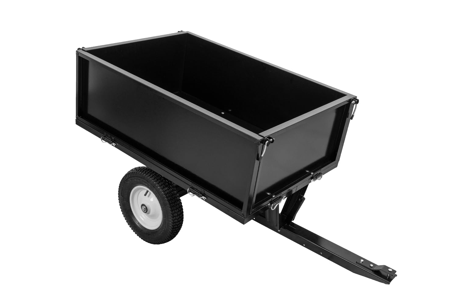 UNITRAILER Remolque de jardín basculante 225 kg para Tractor y Quad | Estructura de acero resistente, ruedas extraíbles y ruedas todoterreno. Ideal para transportar madera, tierra y heno.