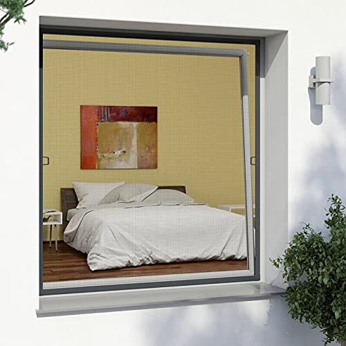 Rhino Screen Insektenschutz Spannrahmen Fliegengitter für Fenster Fenstergitter Fliegenschutz, aus Aluminium, weiß, 130 x 150 cm, 03767