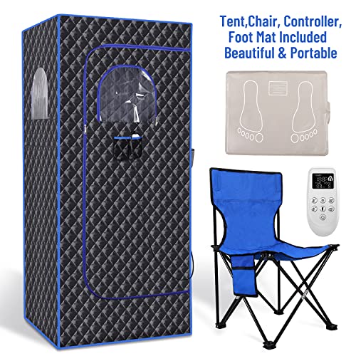 Linego Portable Infrared For Home Spa, Infrared Sauna Tent For Detox, One Person Sauna With Heating Foot Mat, Wired Controller And Portable Chair(Infrared Black) #TOP5