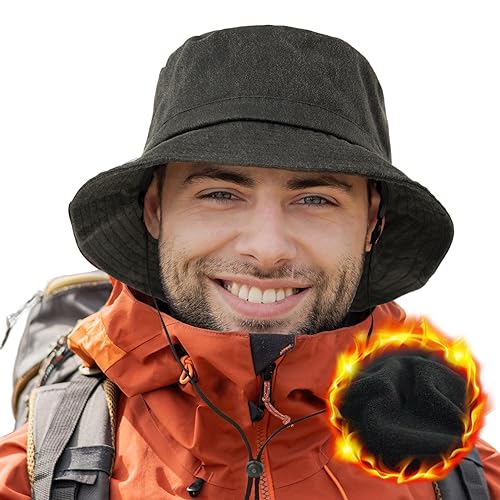 TOP-EX XL/XXL Cappello invernale unisex, caldo e impermeabile, con fodera in pile - Cappelli da pioggia per esterni per giornate fredde e piovose - Regolabile | Pieghevole | Antivento, XL