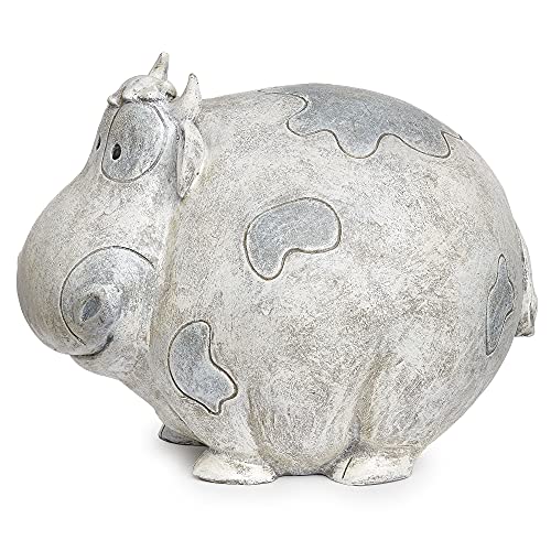 Roman Garden - Cow Statue, 7.75" H, Pudgy Pals Collection, Resin And Dolomite, Decorative, Garden Gift, Home Outdoor Decor, Durable, Long Lasting #TOP1