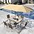 Sophia & William 7 Pieces Outdoor Patio Dining Set with 13ft Umbrella for 6 People, Patio Table and Cushioned Rattan Chairs Set with Beige Patio Umbrella, Faux Wood Tabletop