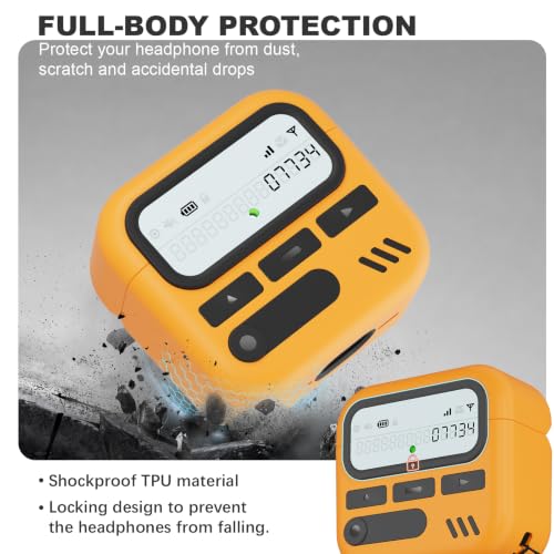 Image of for AirPods 4 Case with Safty Lock,Retro Inspired Pager Style (Yellow)