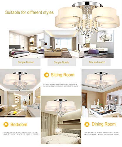 Plafonnier LED cristal lustre multicolore à télécommande 5 têtes - 6
