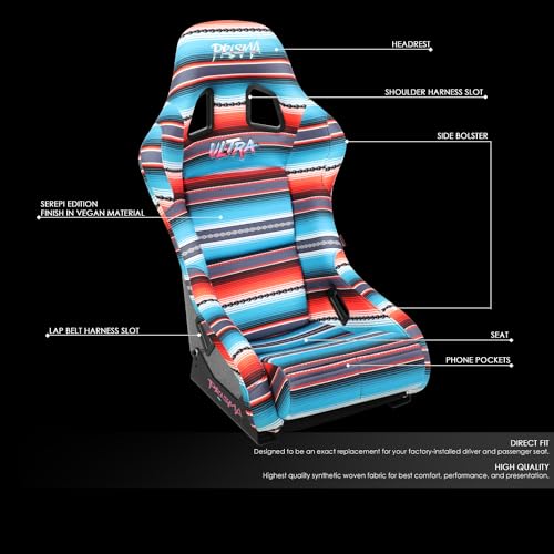 NRG Innovations Prisma Fixed Back Bucket Racing Seat with Bottom Mount Bracket, 22